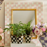Rosy Check Enamel Wall Mirror