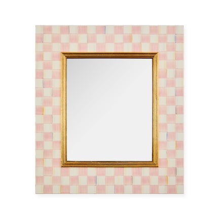 Rosy Check Enamel Wall Mirror