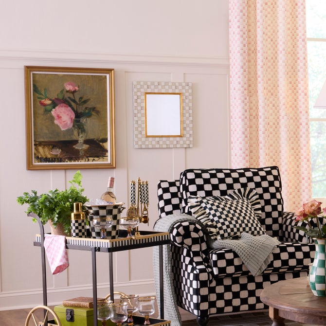 Mocha Check Enamel Wall Mirror image number 1