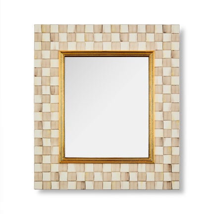 Mocha Check Enamel Wall Mirror