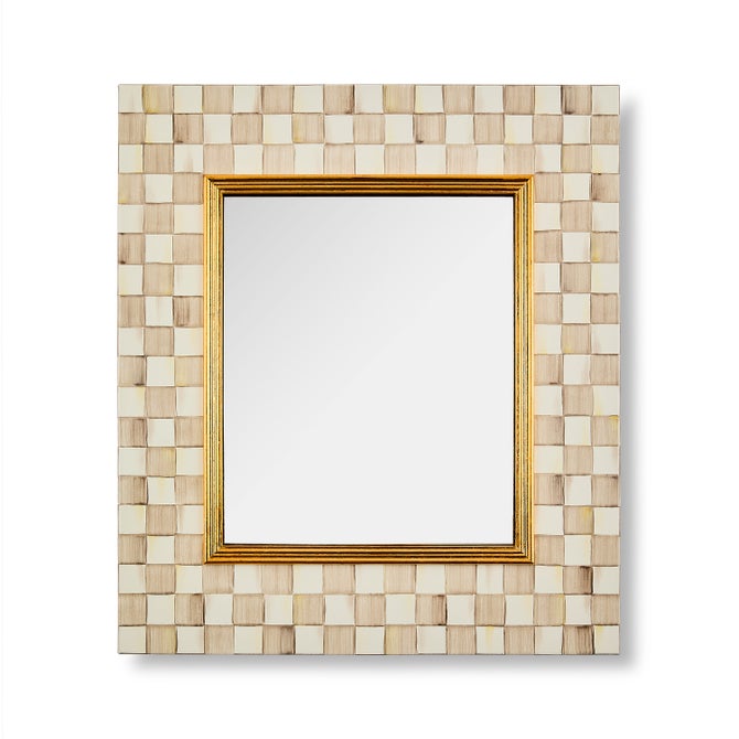 Mocha Check Enamel Wall Mirror image number 0