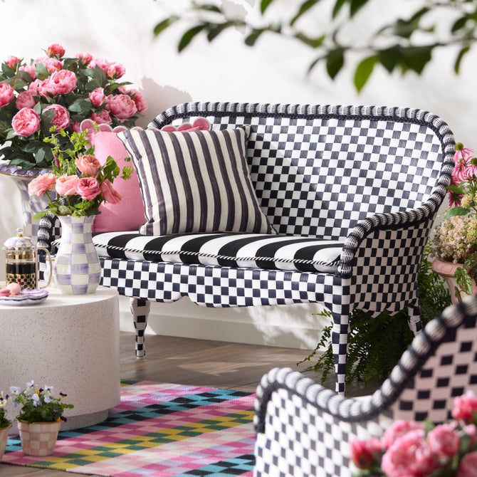 Gambit Check Outdoor Loveseat image number 1