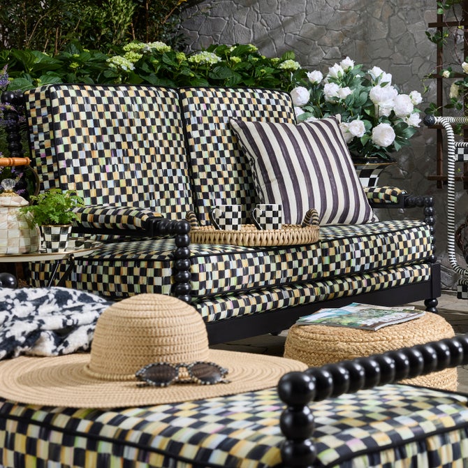 Spindle Check Outdoor Loveseat image number 9