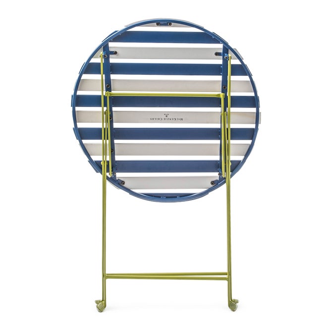 Outdoor Blue & White Metal Bistro Table image number 2