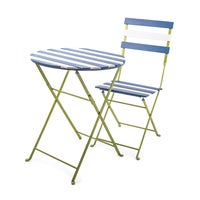 Outdoor Blue & White Metal Bistro Table