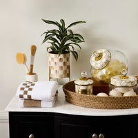 Mocha Check Tabletop Planter