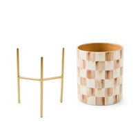 Mocha Check Tabletop Planter