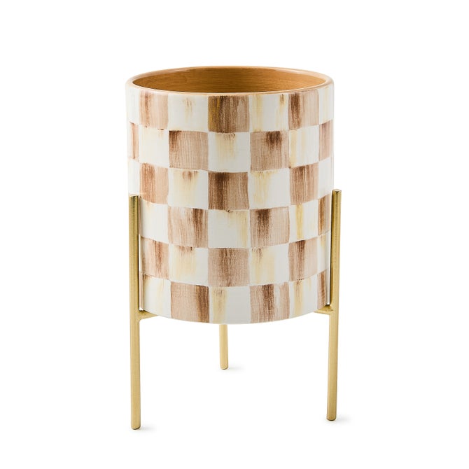 Mocha Check Tabletop Planter image number 0