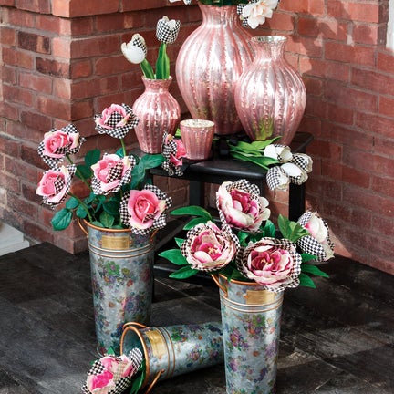 Flower Market Galvanized Flower Buckets, Set of 3
