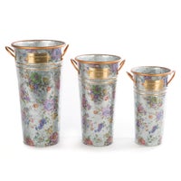 Flower Market Galvanized Flower Buckets, Set of 3