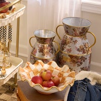 Wild Rose Galvanized Small Milk Can