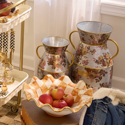 Wild Rose Galvanized Small Milk Can