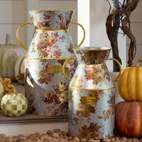 Wild Rose Galvanized Small Milk Can