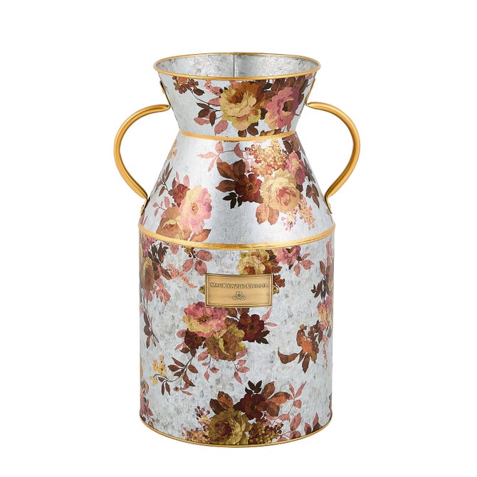 Wild Rose Galvanized Small Milk Can image number 0