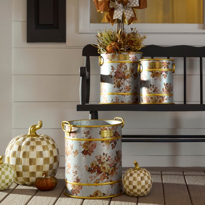 Wild Rose Galvanized Planters, Set of 3 image number 1