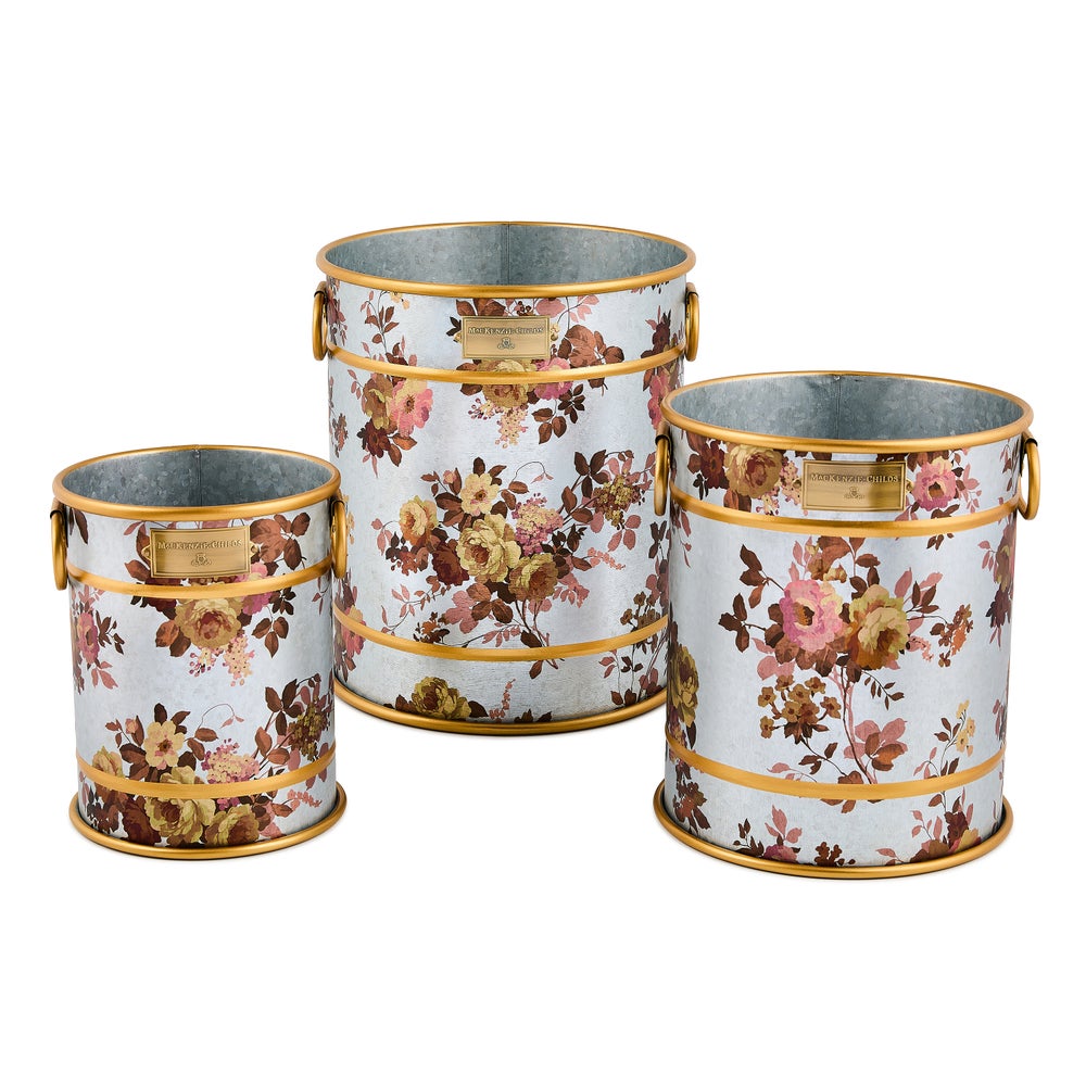 Wild Rose Galvanized Planters, Set of 3 mackenzie-childs Panama imagen 1