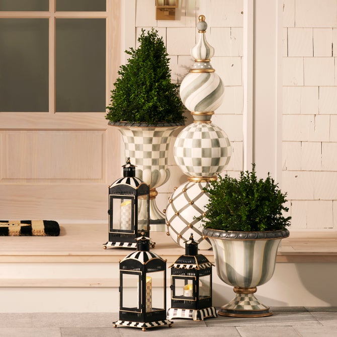 Courtly Stripe Small Candle Lantern image number 1