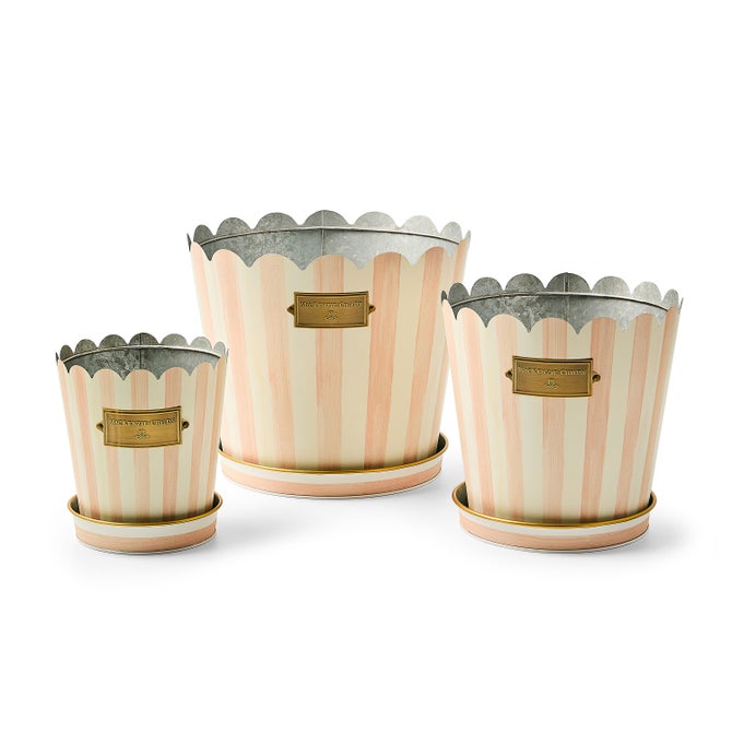 Rosy Stripe Pots & Saucers, Set of 3 image number 0
