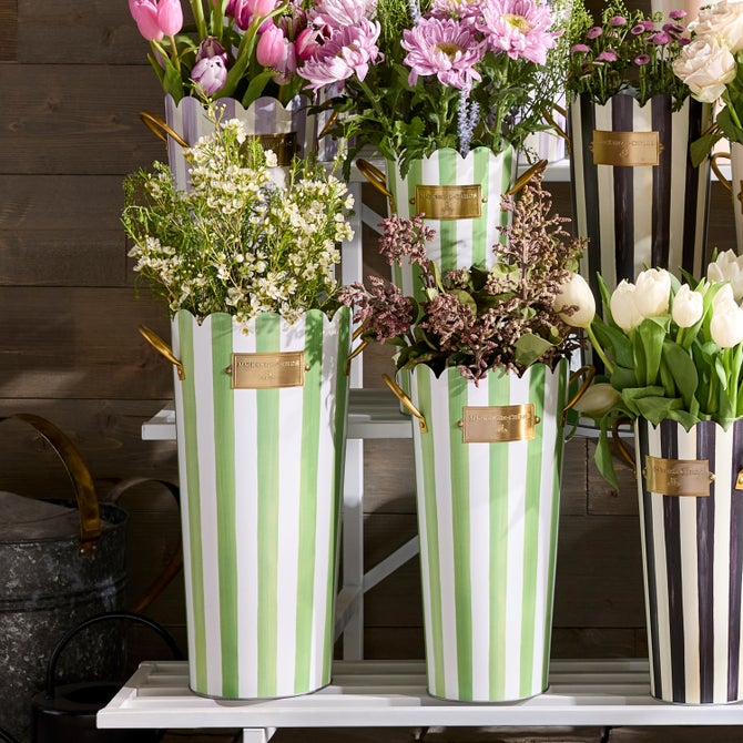 Grass Green Stripe Flower Buckets, Set of 3 image number 3