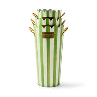 Grass Green Stripe Flower Buckets, Set of 3