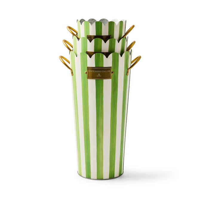 Grass Green Stripe Flower Buckets, Set of 3 image number 2