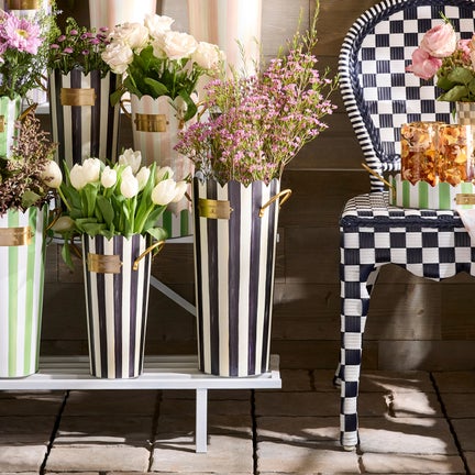 Courtly Stripe Flower Buckets, Set of 3