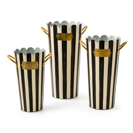 Courtly Stripe Flower Buckets, Set of 3