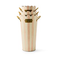 Rosy Stripe Flower Buckets, Set of 3