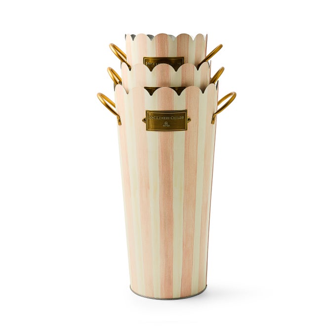 Rosy Stripe Flower Buckets, Set of 3 image number 1