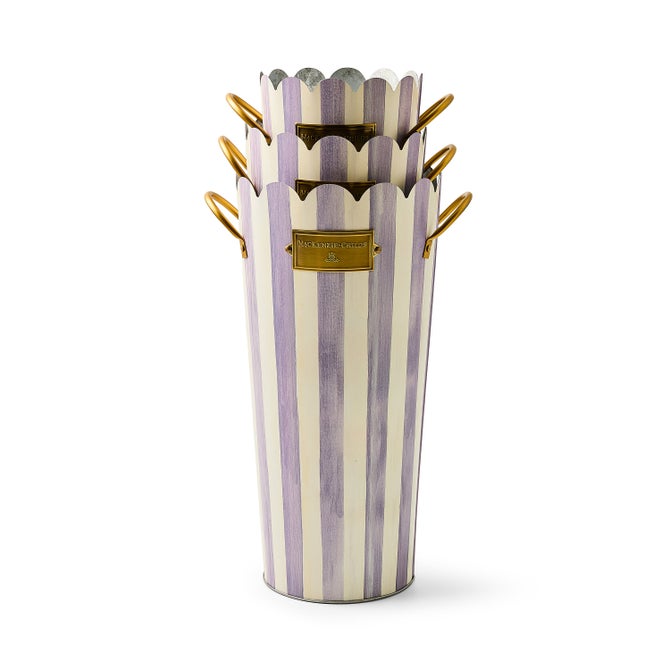 Violet Stripe Flower Buckets, Set of 3 image number 1