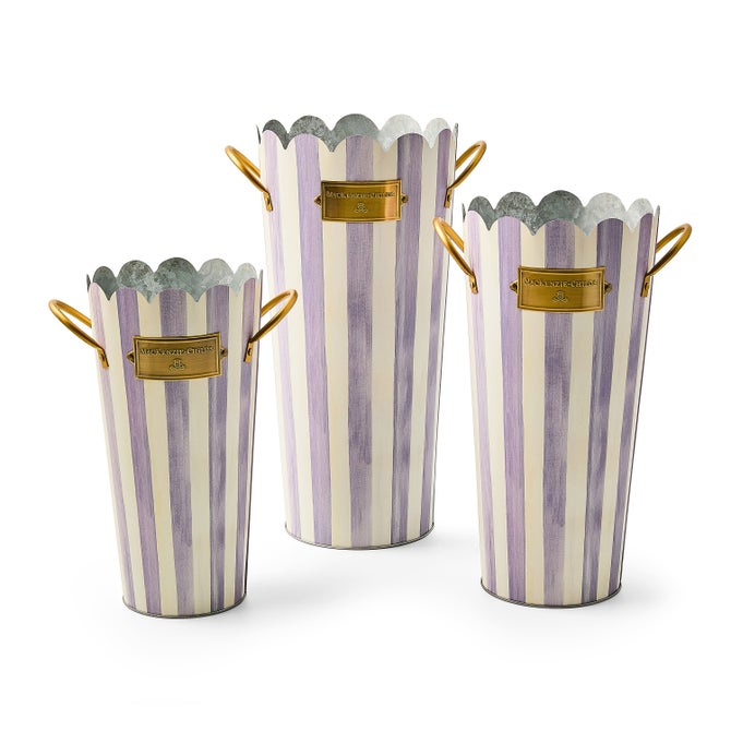 Violet Stripe Flower Buckets, Set of 3 image number 0