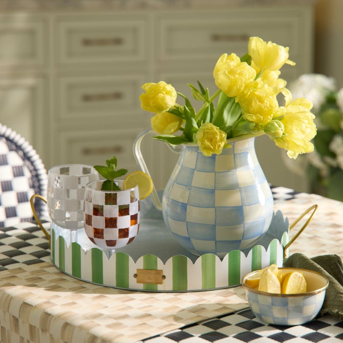 Grass Green Stripe Serving Trays, Set of 2 image number 3