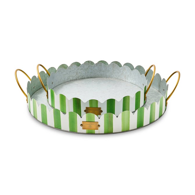 Grass Green Stripe Serving Trays, Set of 2 image number 0