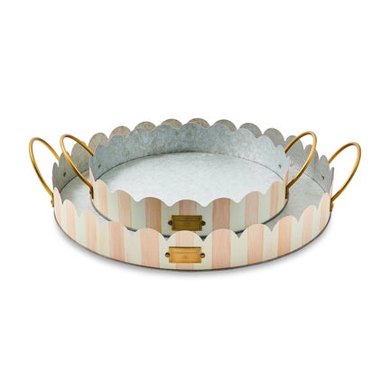 Rosy Stripe Serving Trays, Set of 2
