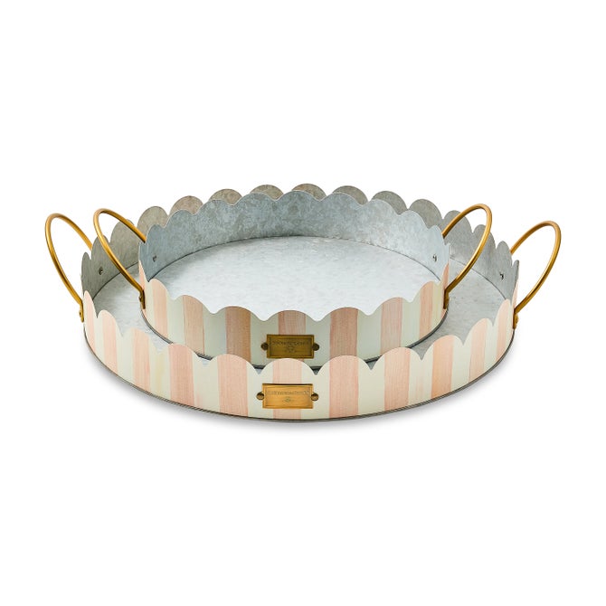 Rosy Stripe Serving Trays, Set of 2 image number 0