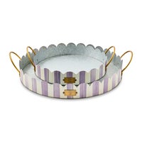Violet Stripe Serving Trays, Set of 2