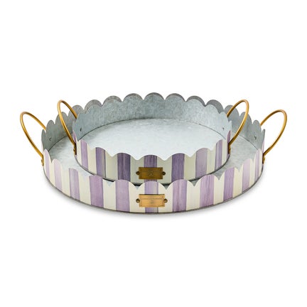 Violet Stripe Serving Trays, Set of 2