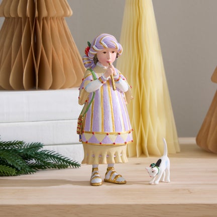 Patience Brewster Nativity Piping Girl with Kitten Figures