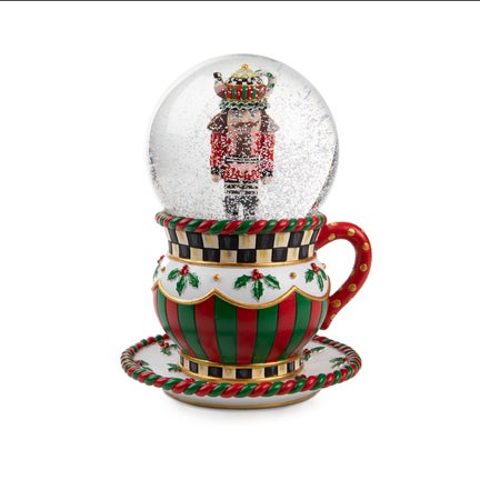 Teacup Nutcracker Snow Globe