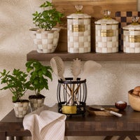 Mocha Check Utensil Caddy Set