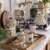 Mocha Check Utensil Caddy Set