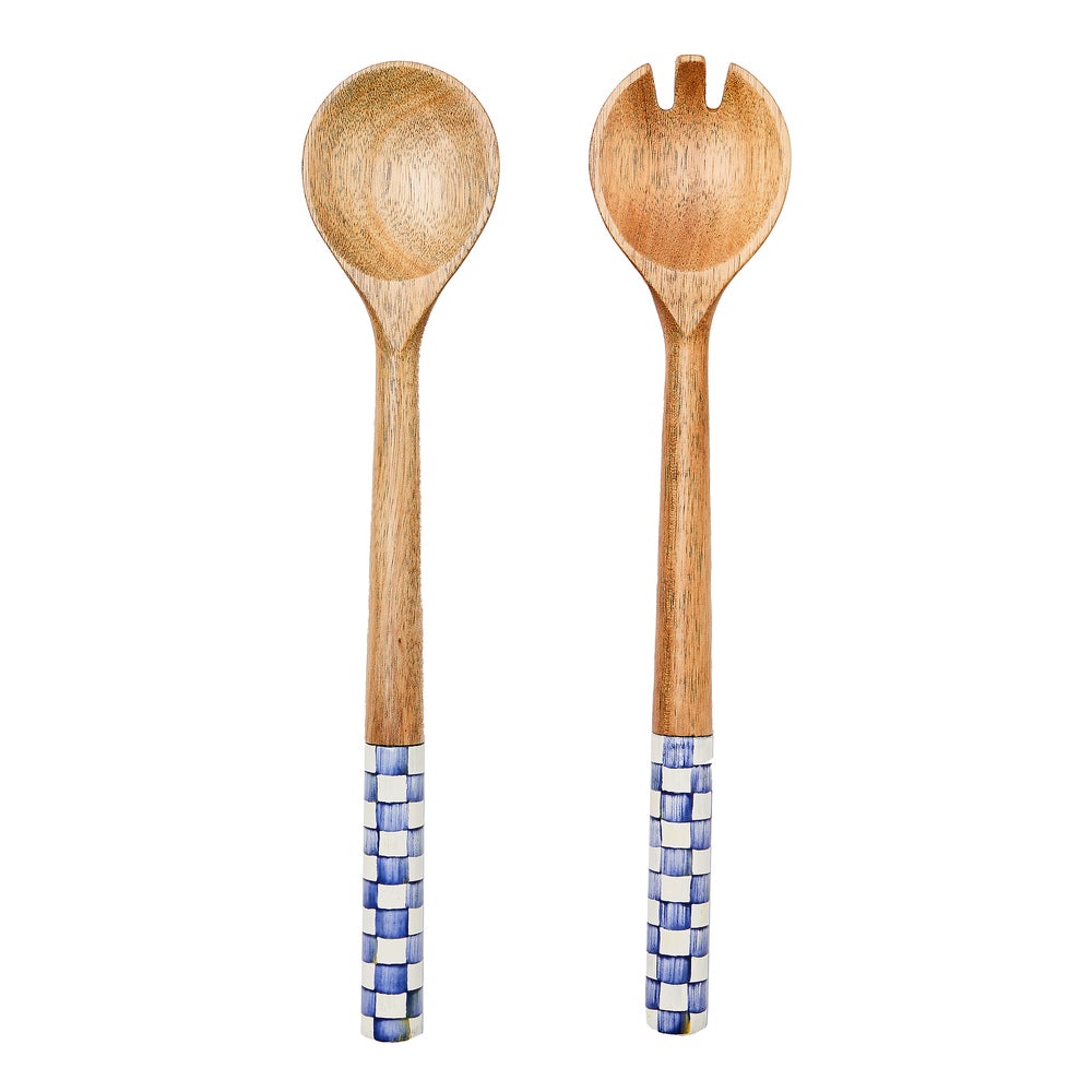 Royal Check Wood Salad Servers - Royal Check mackenzie-childs Panama imagen 1