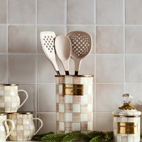 Mocha Check Kitchen Utensils