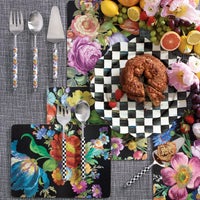 Black Flower Market Placemats, Set of 4