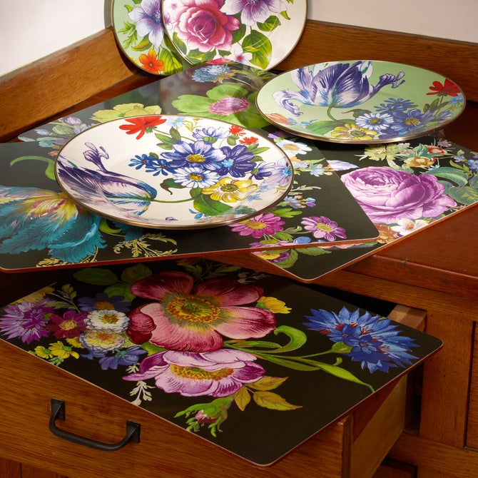 Black Flower Market Placemats, Set of 4 image number 10