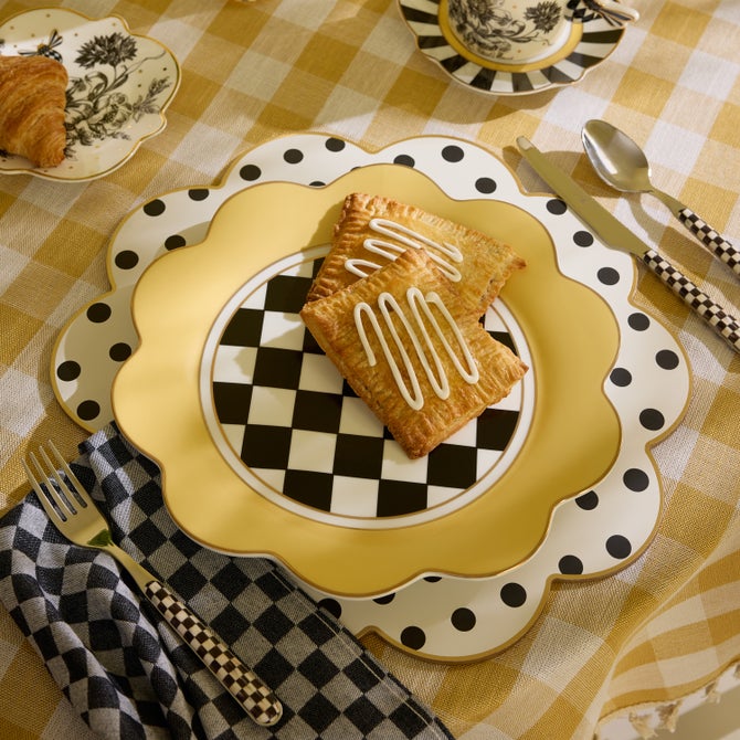 Bee Toile Round Scalloped Cork Back Placemats, Set of 4 image number 2