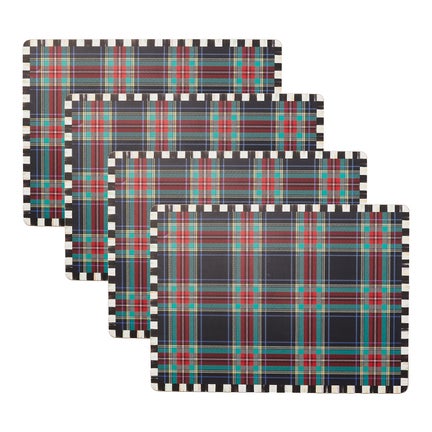 Tartan Black Cork Back Placemats, Set of 4