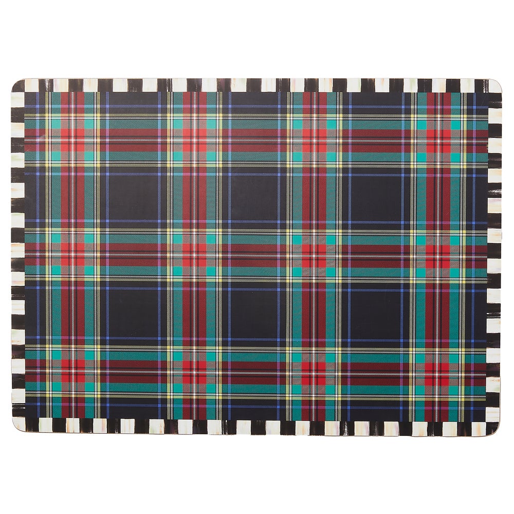 Tartan Black Cork Back Placemats, Set of 4 mackenzie-childs Panama imagen 1