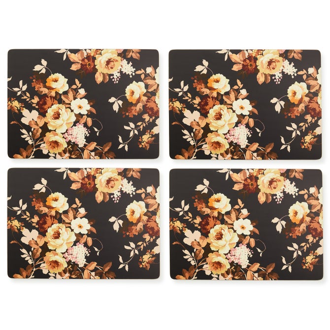 Mocha Wild Rose Cork Back Placemats, Set of 4 image number 1