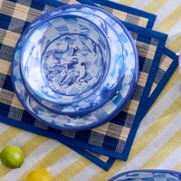 Blue Woven Check Straw Placemats, Set of 4